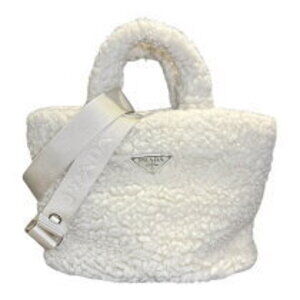 Prada Tote Bag White Wool Cashmere